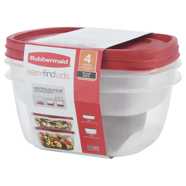 Save on Rubbermaid Easy Find Lids Value Pack Container & Lid 9 & 14 Cup  Order Online Delivery