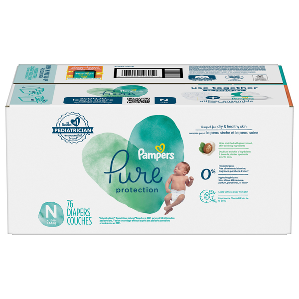 Pampers Pure Protection Newborn Baby Diapers Up to 10 lb 76 ct box GIANT