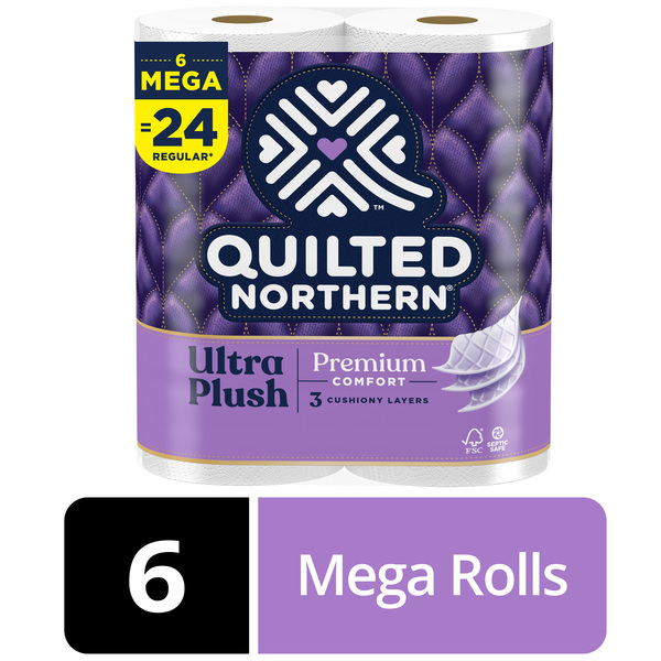 Quilted Northern Bathroom Tissue, Unscented, Mega Rolls, 2 Ply 12 Ea, Bath  Tissue