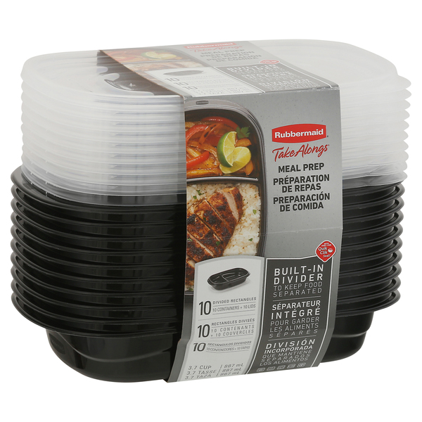 Rubbermaid 3.7 Cups Divided Rectangles Food Containers (5 ct)