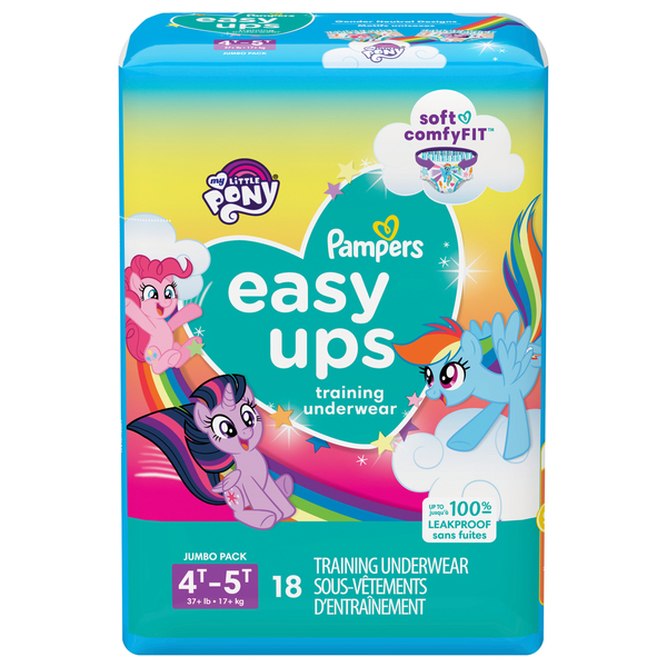 Pampers Easy Ups Girls 4T-5T My Little Pony Training Underwear 37+ lb - 18  ct pkg