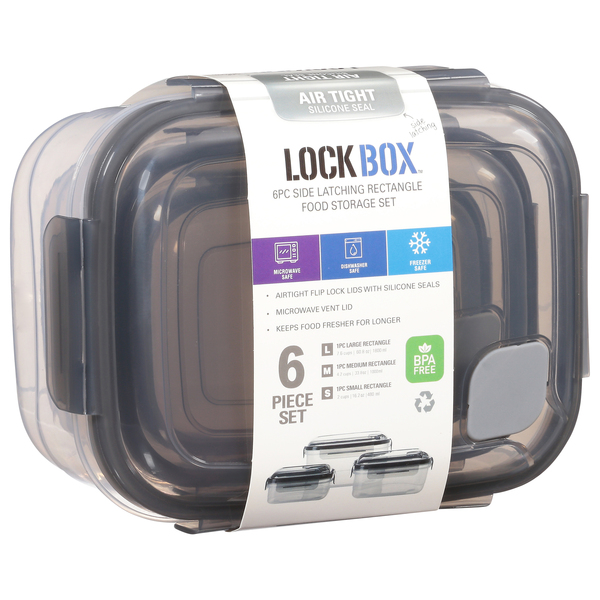 Lock Box Dry Storage Container Set - 6 ct