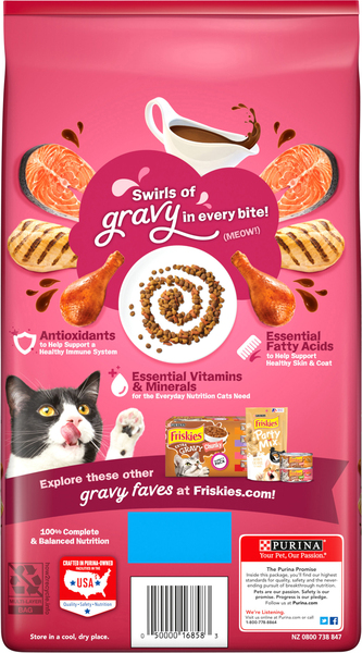 Friskies Gravy Swirlers Chicken Salmon Gravy Adult Dry Cat Food 3.15 lb bag GIANT