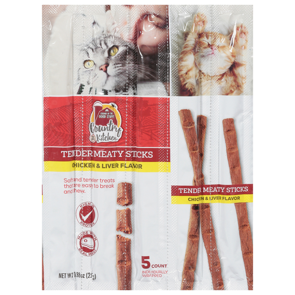 Country Kitchen Tender Meaty Sticks Chicken Liver Cat Treats 5 ct 0.88 oz pkg Food Lion