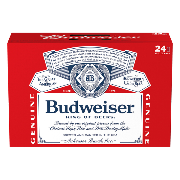 Budweiser Lager Beer 24 Pk 12 Oz