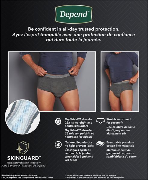 Depend Men's Real Fit Skinguard Incontinence Underwear Maximum L/XL - 12 ct  box