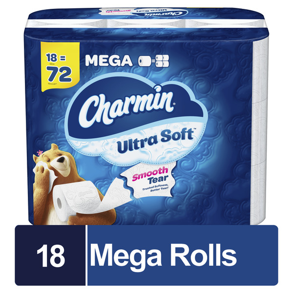 Charmin Ultra Soft Mega Roll 2-Ply Toilet Paper Unscented - 18 rolls