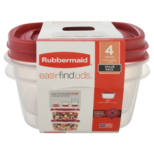 Rubbermaid® Easy Find Lids Vented Food Container - Clear/Red, 3 ct
