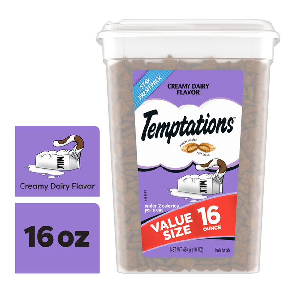 Temptations Creamy Dairy Flavor Crunchy Soft Cat Treats 16 oz tub GIANT