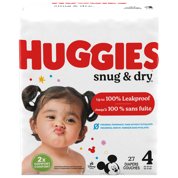 Huggies Snug Dry Size 4 Baby Diapers 22 37 lb 27 ct pkg Food Lion
