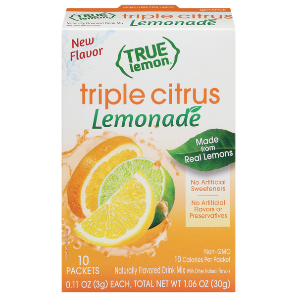 True Lemon Triple Citrus Lemonade Drink Mix Packets 10 ct 1.06 oz box Stop Shop