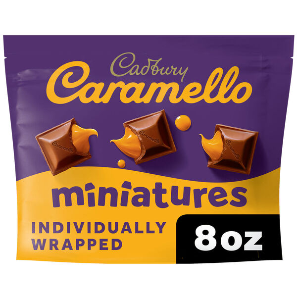 Cadbury Caramello Milk Chocolate Creamy Caramel Candy Bars Miniatures 8 oz bag GIANT