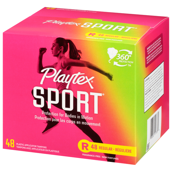 Playtex Sport Tampons Plastic Applicator Regular Unscented - 48 ct