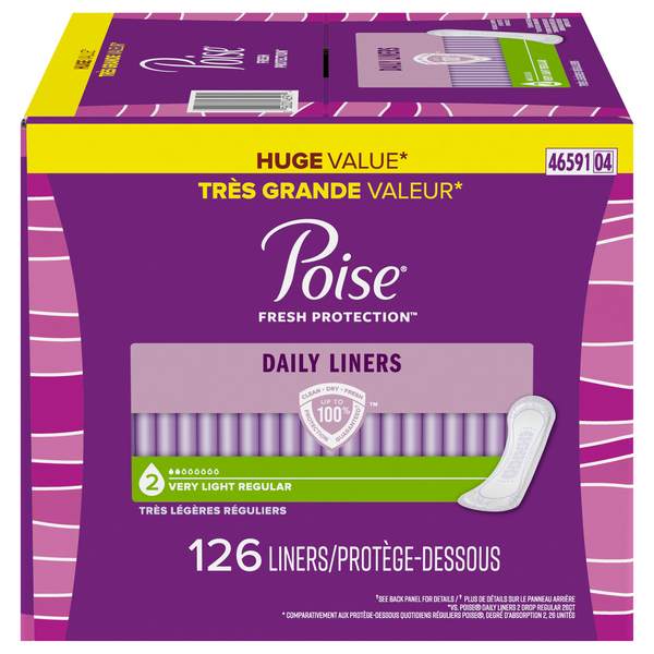 Poise Long Length Very Light Daily Liners 44 Liners, Feminine Care