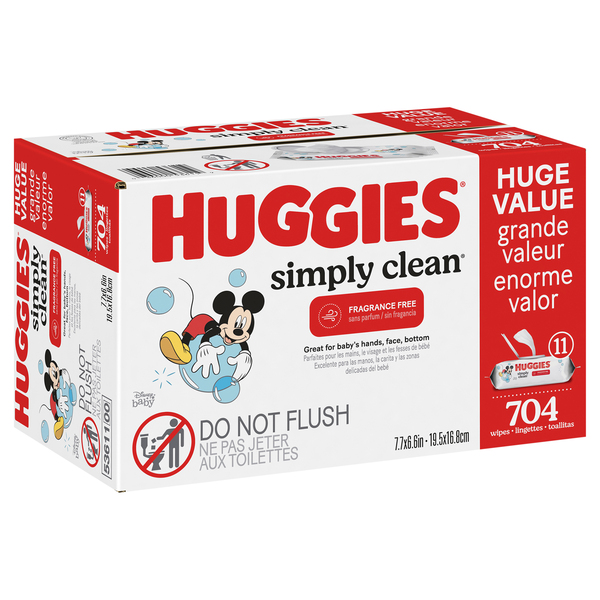 Huggies Simply Clean Unscented Baby Wipes 11 Flip-top Packs (704ct) : Target