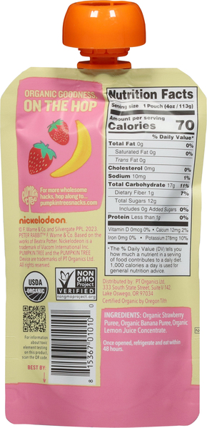 Pumpkin Tree Peter Rabbit Organics Toddler Strawberry Banana Fruit Puree 4 oz sqz GIANT