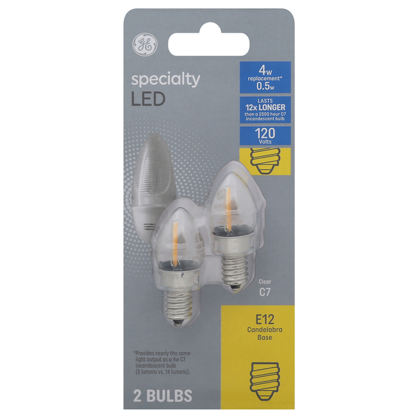 GE Specialty LED Light Bulb Watts Clear C7 4w Replacement 2 ct