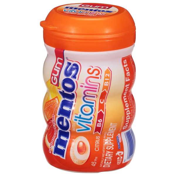 Mentos Vitamin Gum Citrus - 45pc Curvy Bottle