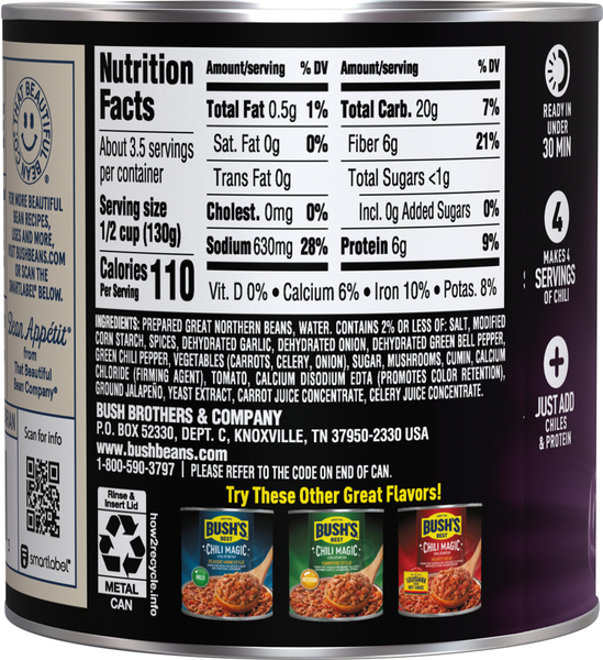 Bush's Chili Magic Mild Slow-Simmered White Chili Starter - 15.5 oz can |  GIANT