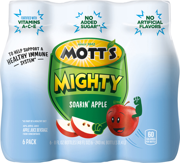 Mott's Mighty Soarin' Apple Juice Beverage - 6 pk - 8 oz btl
