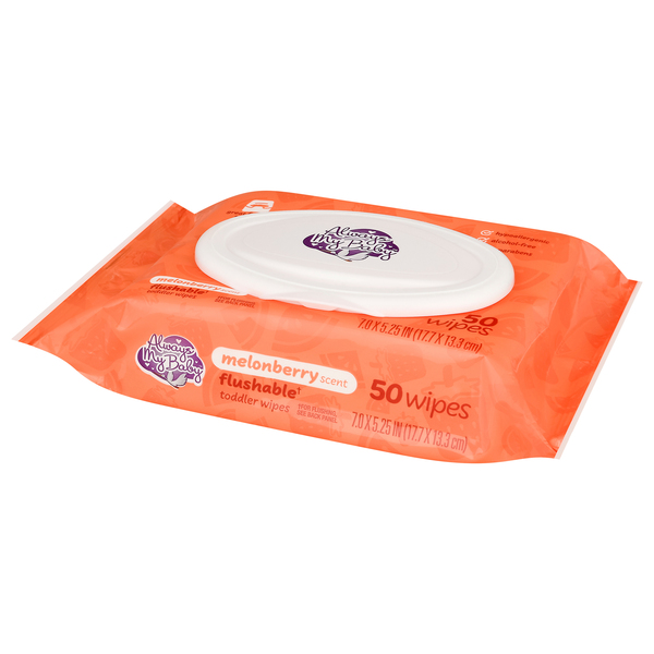 Always My Baby Melonberry Flushable Toddler Wipes 50 ct pkg