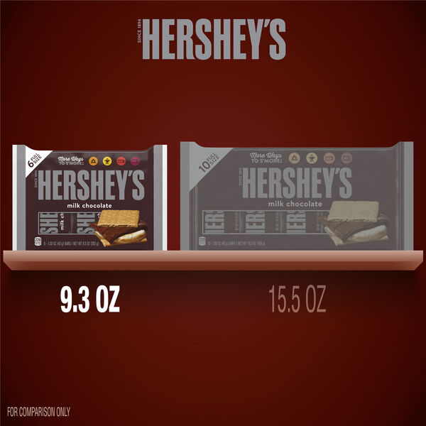 HERSHEY'S Milk Chocolate Candy Bars, 9.3 oz, 6 pack