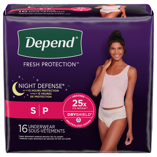Depend Women's Night Defense Incontinence Underwear Blush Small