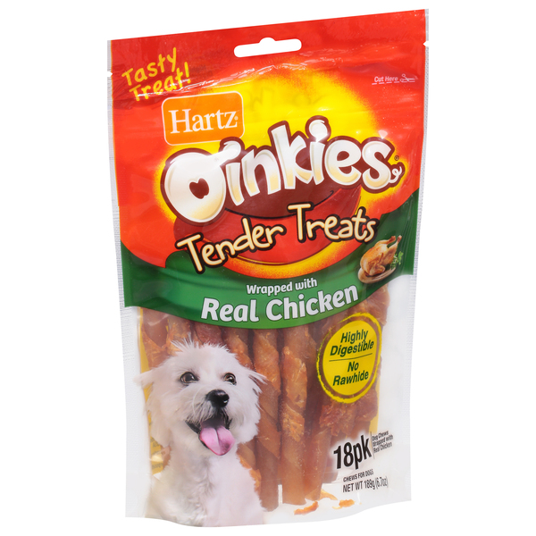 Hartz Oinkies Tender Treats with Chicken Rawhide Free Dog Chews 18 ct 6.7 oz pkg Giant
