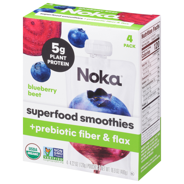 Noka Organic Blueberry Beet Superfood Smoothie + Prebiotic