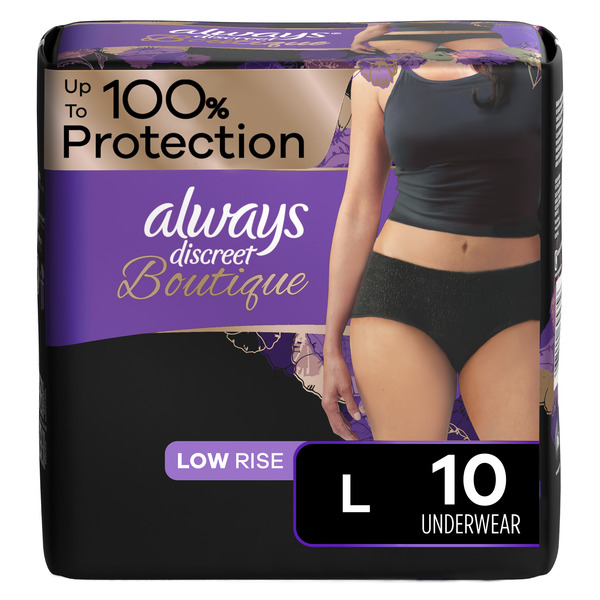 Always Women's Discreet Boutique Incontinence Underwear Max Low Rise L - 10  ct pkg