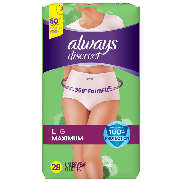 Always Women's Discreet Boutique Incontinence Underwear Maximum L - 28 ct  pkg