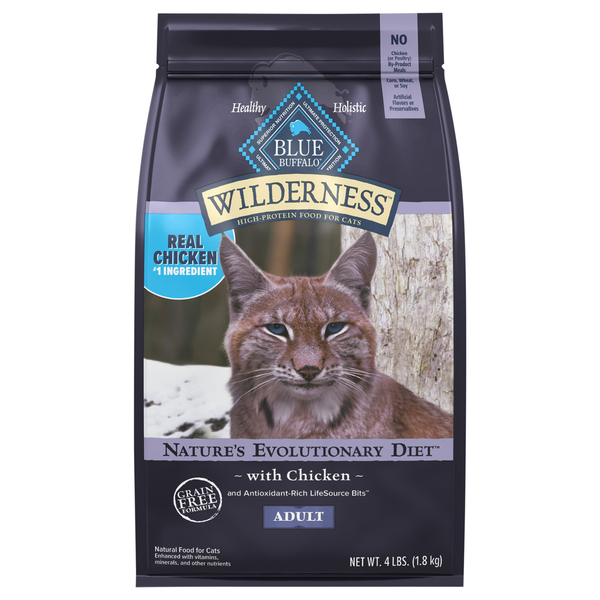 BLUE Wilderness Natural Grain Free Adult Dry Cat Food with Chicken 4 lb bag Giant