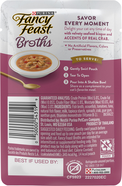 Fancy Feast Broths Cat Complement Seafood Bisque Accents of Real