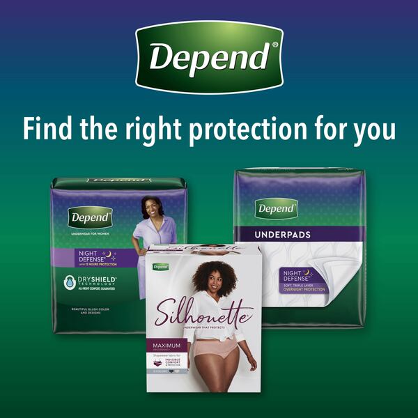 Depend Night Defense Adult Incontinence Underwear for Women, Overnight, XL,  Blush, 12Ct, 12 Count 