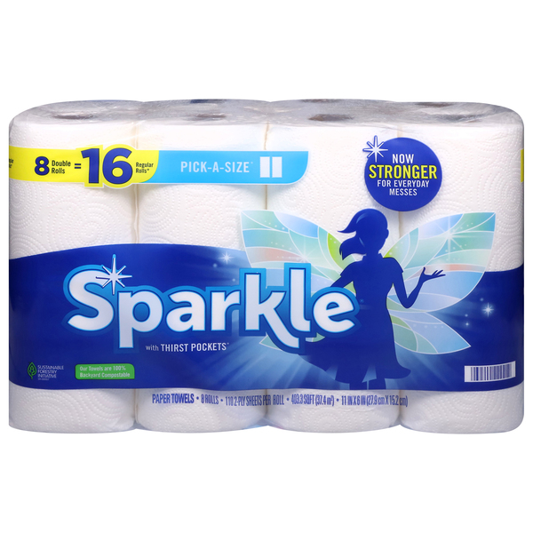 Sparkle Pick A Size Paper Towels Double Rolls 2 Ply White 8 rolls Food Lion