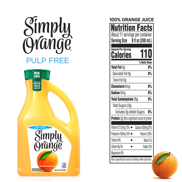 Simply orange sale juice nutrition