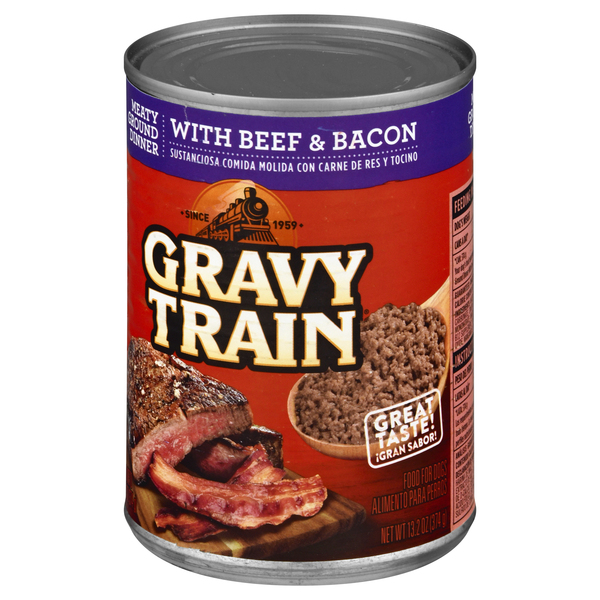Gravy Train Wet Dog Food Meaty Ground Dinner with Beef Bacon