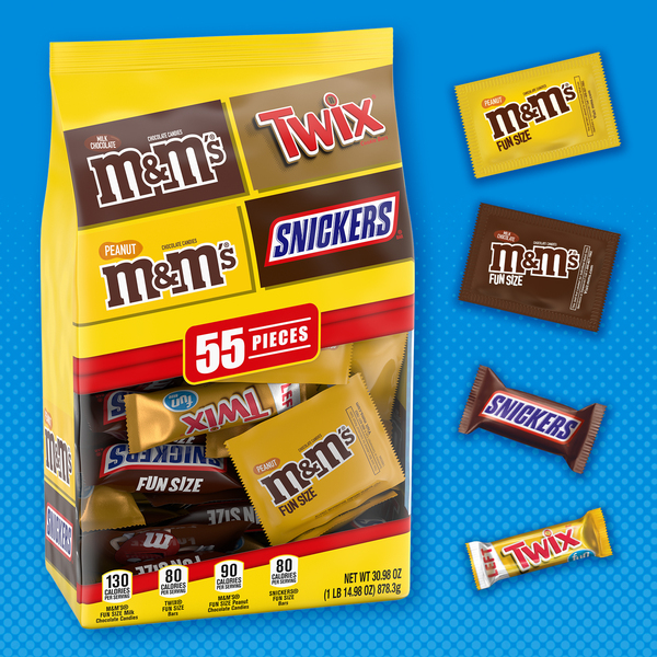 Mars M&M's, Snickers & Twix Halloween Candy Variety Pack, 55-Count