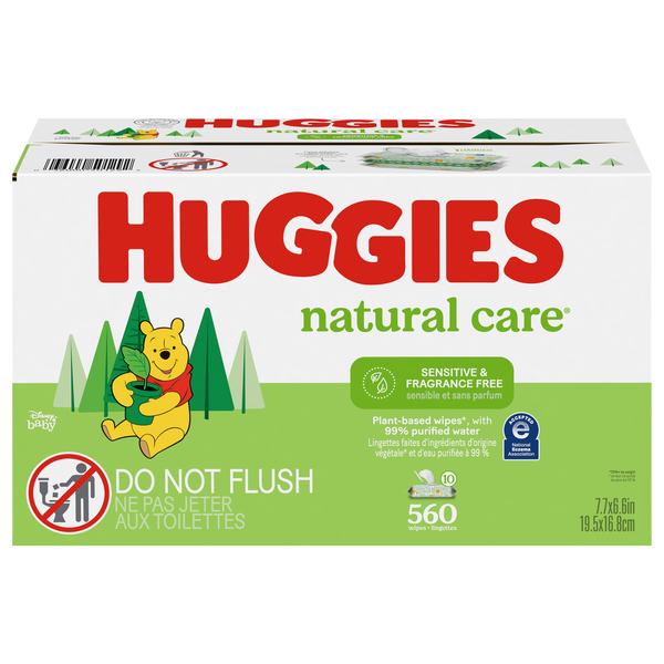 Huggies Natural Care Sensitive Fragrance Free Baby Wipes Pop Top