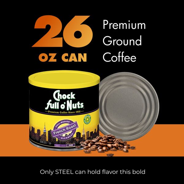 ちょこ Chock Full O'Nuts French Roast Dark Roast Ground Coffee - 26 oz