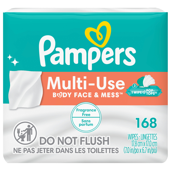 Pampers Multi Use Fragrance Free Baby Wipes Pop Top 3 pk 168