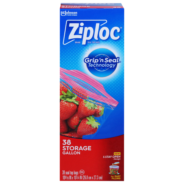 Ziploc Plastic Double Zipper Storage Bags 1 Gallon Clear Box Of 38