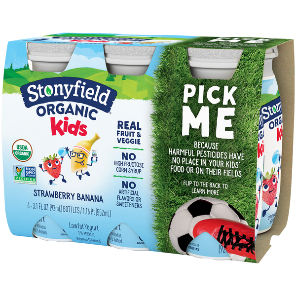 Stonyfield Organic Kids Whole Milk Yogurt Cups, Strawberry Banana, 6 Ct