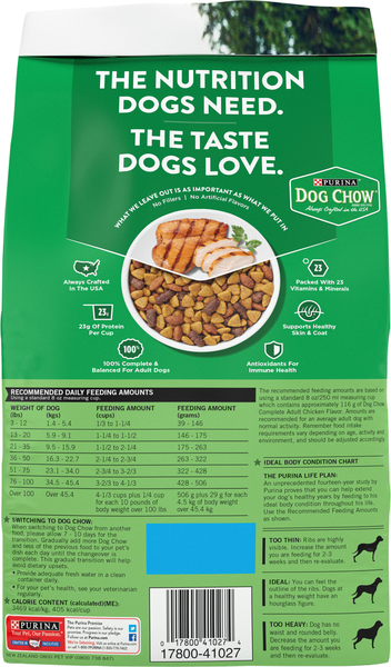 Purina Dog Chow Chicken Flavor Complete Adult Dry Dog Food 4.4 lb bag MARTIN S