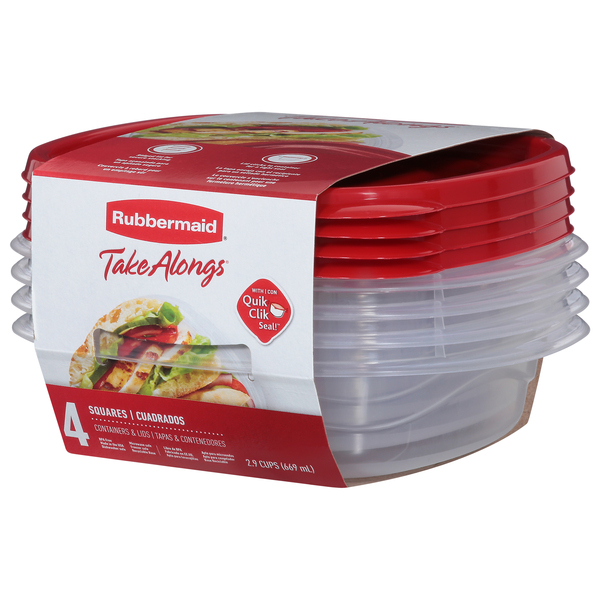 Rubbermaid Take Alongs Containers & Lids, Large, Squares - 2 containers & lids
