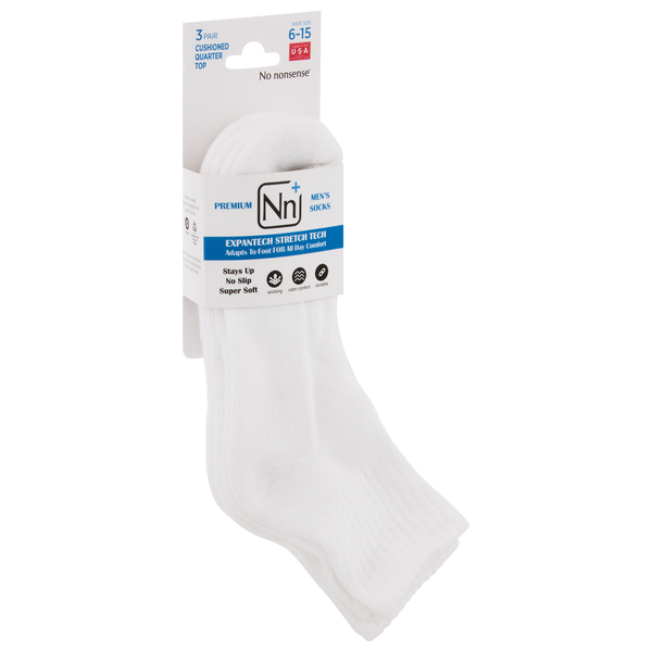 No Nonsense Soft & Breathable Socks, Cushioned, Quarter Top, 4-10, Women's, Clothing