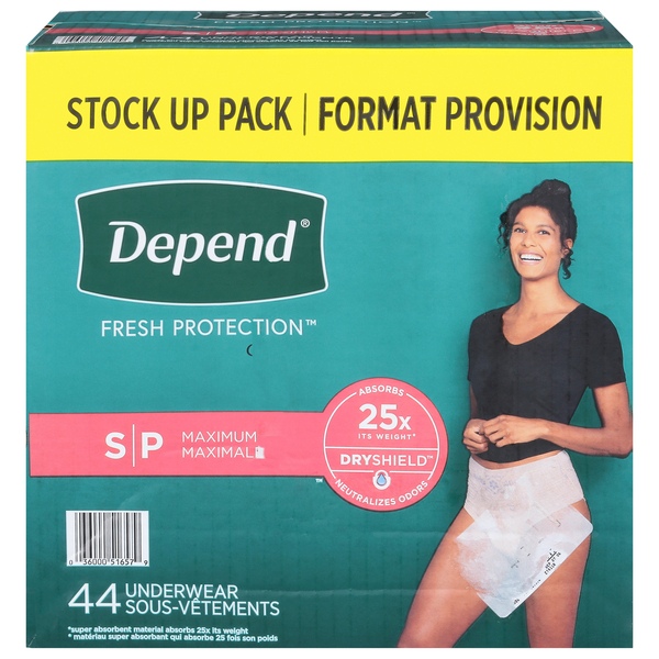 Depend Women's Fresh Protection Incontinence Underwear Maximum Blush L
