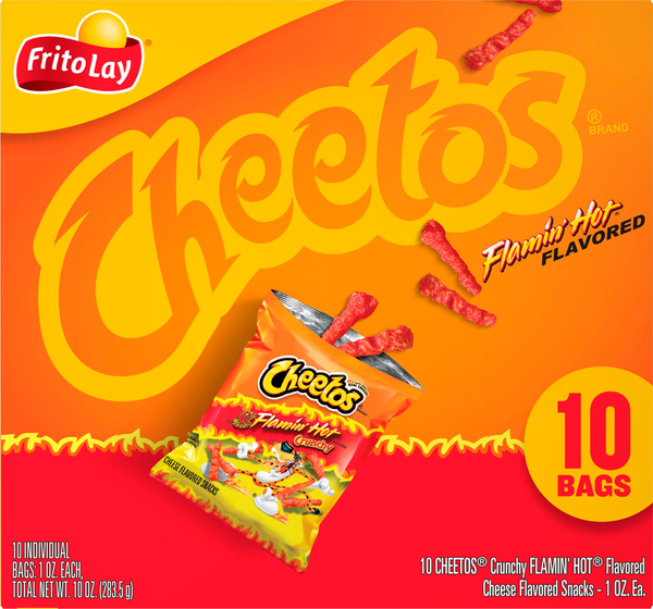 Cheetos Cheese Flavored Snacks Crunchy Flamin' Hot - 10 ct - 10 oz