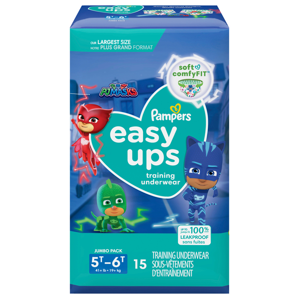 Pampers Easy Ups PJ Mask 5T-6T Boys Training Underwear Jumbo Pack - 15 ct  pkg