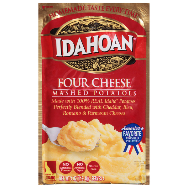 Idahoan Mashed Potatoes Four Cheese 4 oz box GIANT
